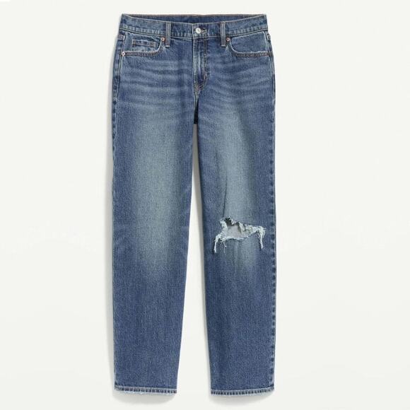 2/$30 Old Navy Mid-Rise Ripped Boyfriend Jeans Loose Fit Mid Wash 2 #A0489 TRB3 - Picture 4 of 11